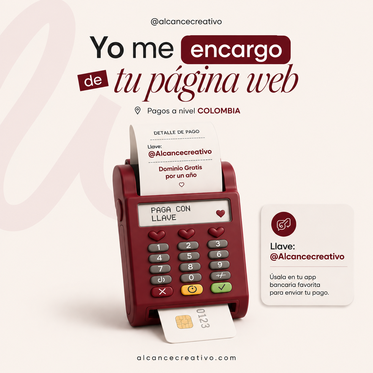 Paga con la llave @alcancecreativo — Alcance Creativo, pagos a nivel Colombia